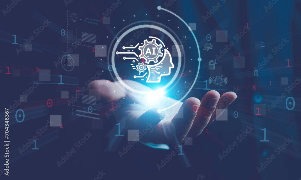 Ai technology, Artificial Intelligence. man using technology smart robot AI, artificial intelligence by enter command prompt for generates something, Futuristic technology transformation. Chat with AI Ai technology, Artificial Intelligence. man using technology smart robot AI, artificial intelligence by enter command prompt for generates something, Futuristic technology transformation. Chat with AI