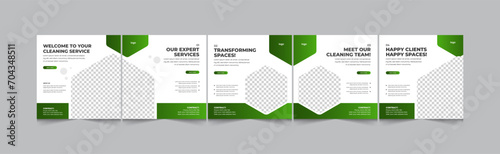 Cleaning services social media carousel, commercial cleaning company Instagram carousel, vector illustration eps 10