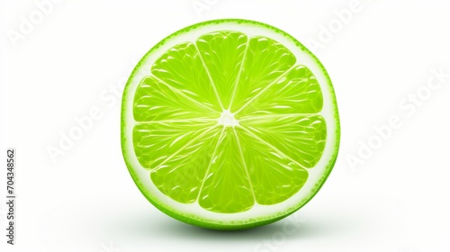 Vibrant slice of green lime – fresh citrus fruit isolated on white background
