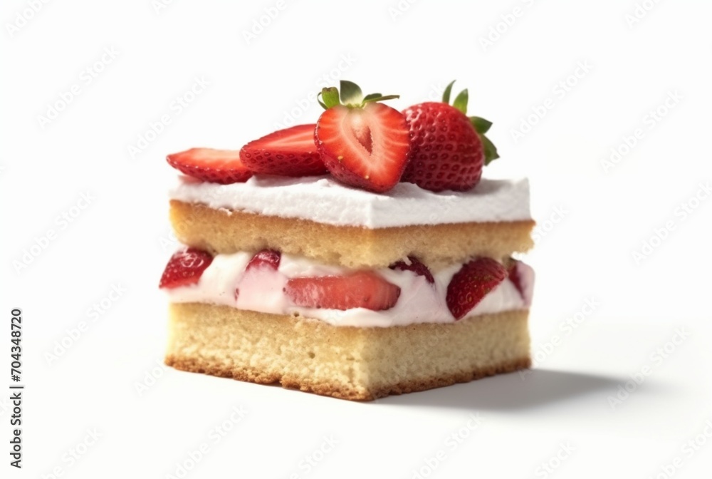 colorful sponge cake with strawberries isolated on white background. generative ai colorful sponge cake with strawberries isolated on white background. generative ai