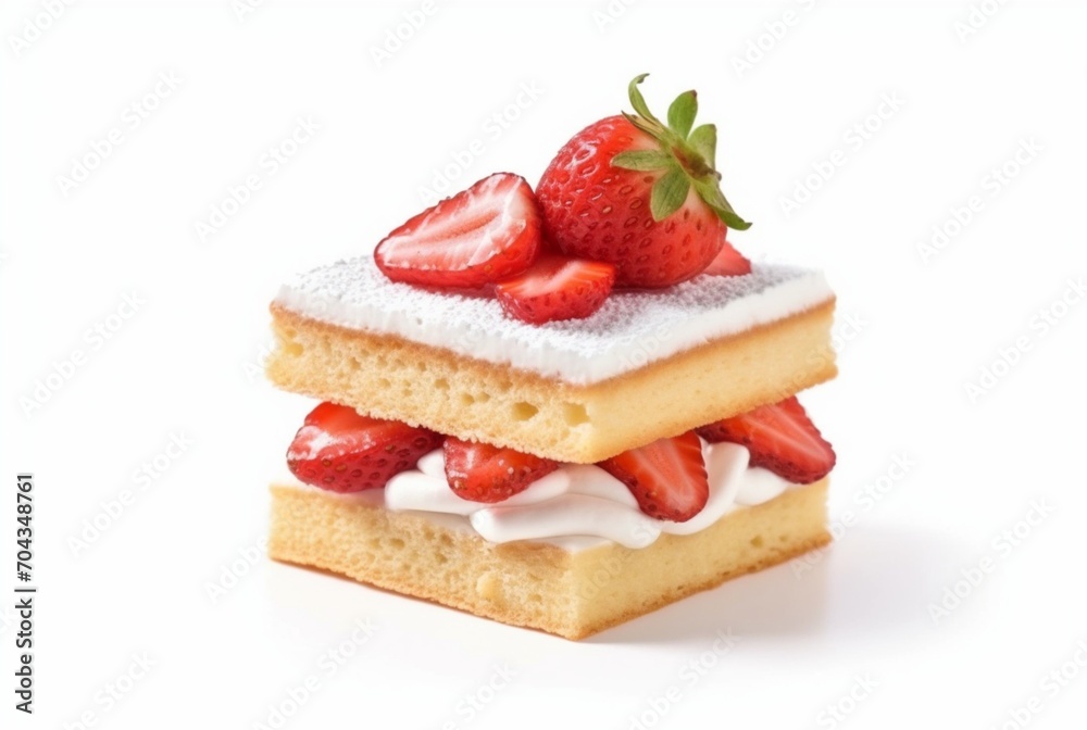 colorful sponge cake with strawberries isolated on white background. generative ai colorful sponge cake with strawberries isolated on white background. generative ai