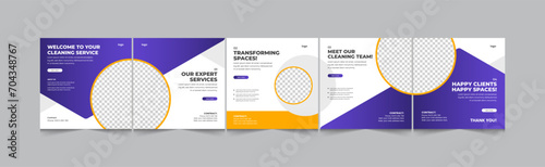 Cleaning services social media carousel, commercial cleaning company Instagram carousel, vector illustration eps 10