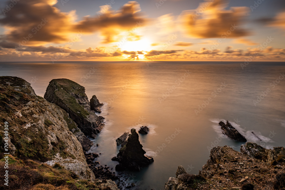 Sunset over the sea on the Island of Angelsey , North Wales Sunset over the sea on the Island of Angelsey , North Wales