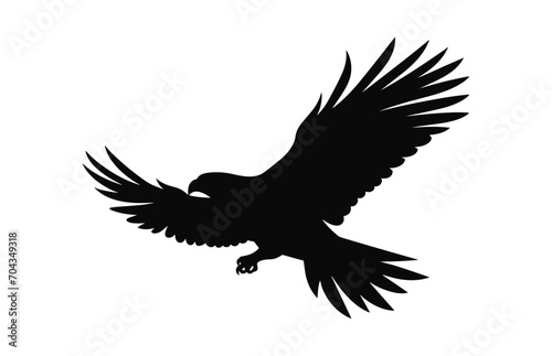 A Flying Hawk Bird Silhouette Vector isolated on a white background