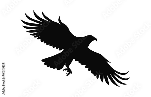 A Flying Hawk Bird Black Silhouette Vector isolated on a white background