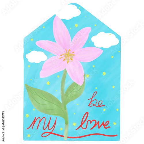 card with pink flower