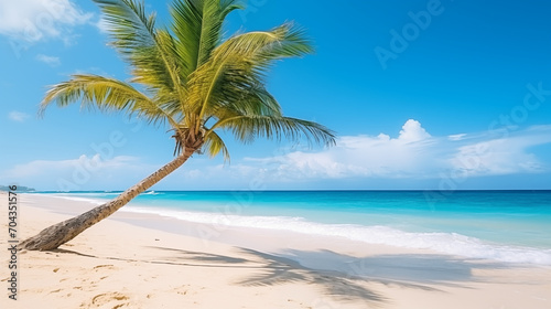 Tropical Beach with Palm Tree in Foreground © Gianluca Lubrano