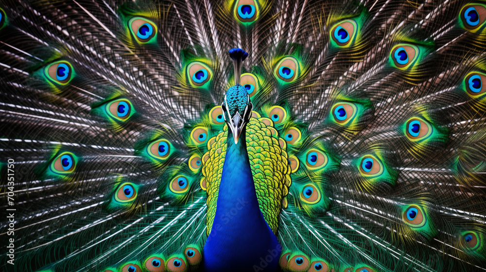 Fototapeta premium Close-up of a Stunning Blue Peacock - Captured Elegance