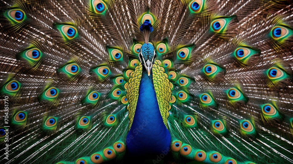 Fototapeta premium Close-up of a Stunning Blue Peacock - Captured Elegance