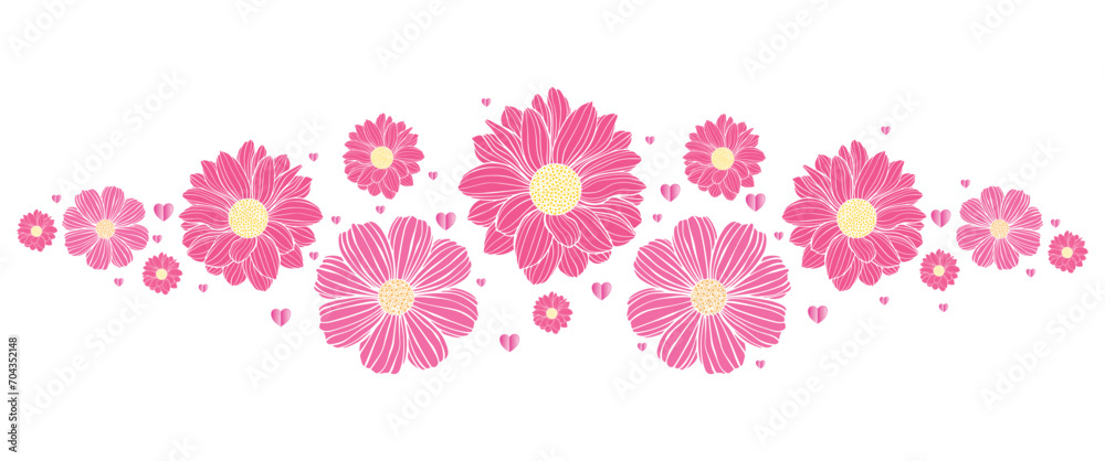 Pink flower of Valentines petals falling on transparent background. Flower petal with heart confetti for Women's Day