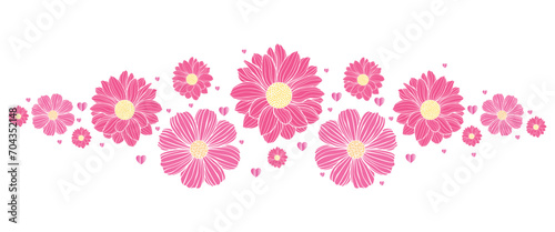 Fototapeta Naklejka Na Ścianę i Meble -  Pink flower of Valentines petals falling on transparent background. Flower petal with heart confetti for Women's Day