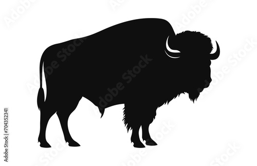 American Bison black Silhouette Vector Clipart isolated on a white background