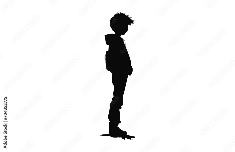 A Young teenage Boy Silhouette vector isolated on a white background