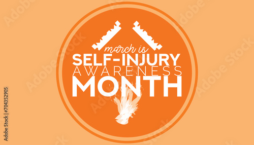 Self Injury Awareness Month is observed every year in March. Holiday, poster, card and background vector illustration design.