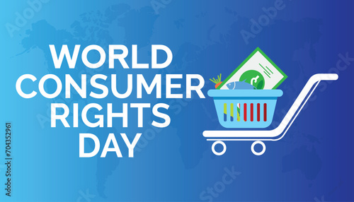 World Consumer Rights Day is observed every year in March. Holiday, poster, card and background vector illustration design.
