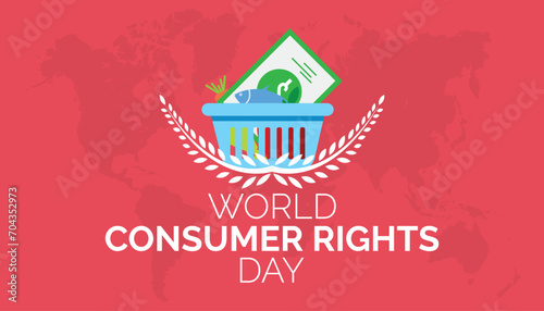 World Consumer Rights Day is observed every year in March. Holiday, poster, card and background vector illustration design.