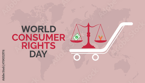 World Consumer Rights Day is observed every year in March. Holiday, poster, card and background vector illustration design.