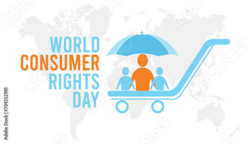 World Consumer Rights Day is observed every year in March. Holiday, poster, card and background vector illustration design.