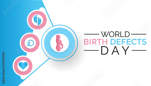 World Birth Defects Day is observed every year in March. Holiday, poster, card and background vector illustration design.