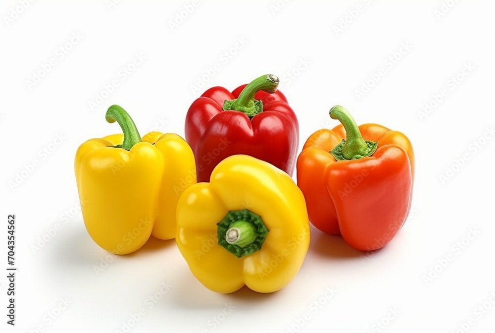 various of colorfull bell pepers isolated on white background. generatif ai various of colorfull bell pepers isolated on white background. generatif ai