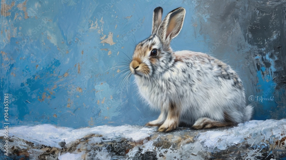 A healthy lovely brown bunny easter rabbit stand up on two legs on blue background. Cute fluffy rabbit on white background Lovely mammal with beautiful bright eyes in nature life.Animal concept. A healthy lovely brown bunny easter rabbit stand up on two legs on blue background. Cute fluffy rabbit on white background Lovely mammal with beautiful bright eyes in nature life.Animal concept.