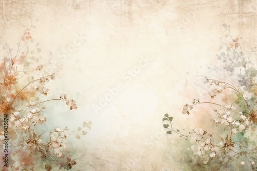 Old vintage scrapbook wallpaper with line page, beautiful Baby's Breath Flower pattern border, watercolor, high detail, HDR, self shadow, unique, intricate detail, hand-painted