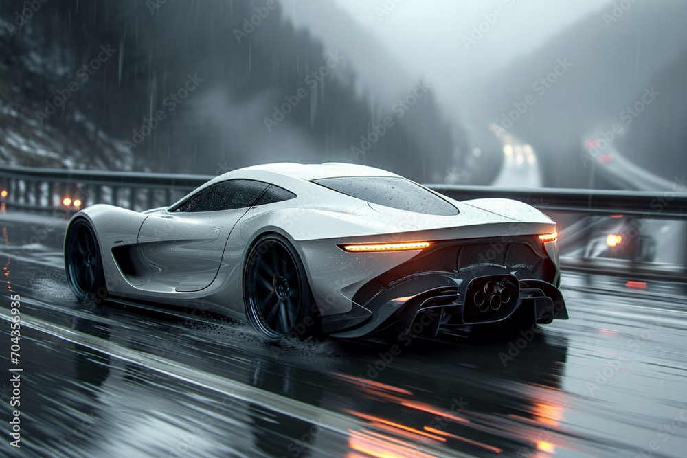 Illustration of luxury sportcar on road Illustration of luxury sportcar on road