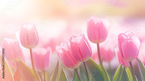 beautiful pink Tulip on blurred spring sunny background for spring concept. beautiful natural spring scene