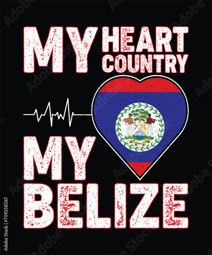 My heart Country my Belize, Belize flag design, Typography art.