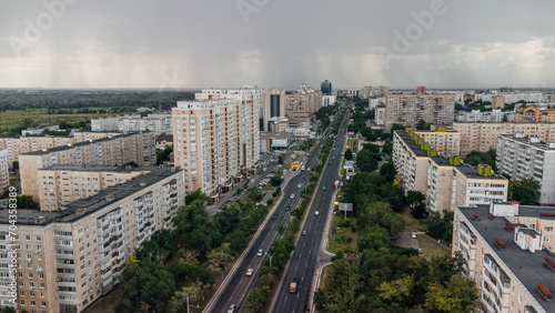 streets of Orenburg taken from above from a drone