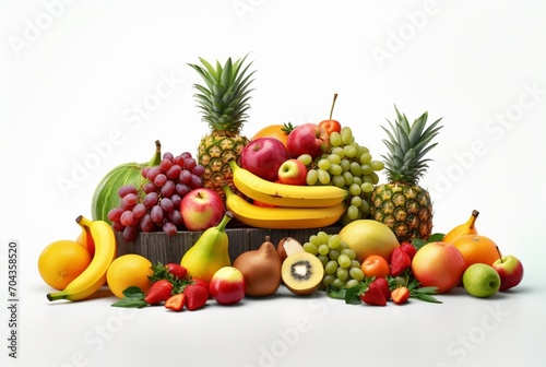 fresh fruit collection isolated on white background. generatif ai