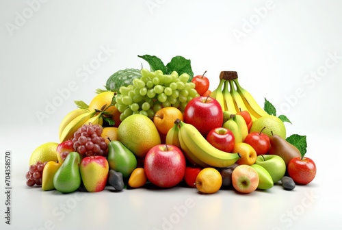 fresh fruit collection isolated on white background. generatif ai