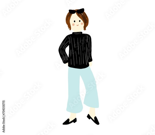 cute fashionable girl/women illustration isolated png