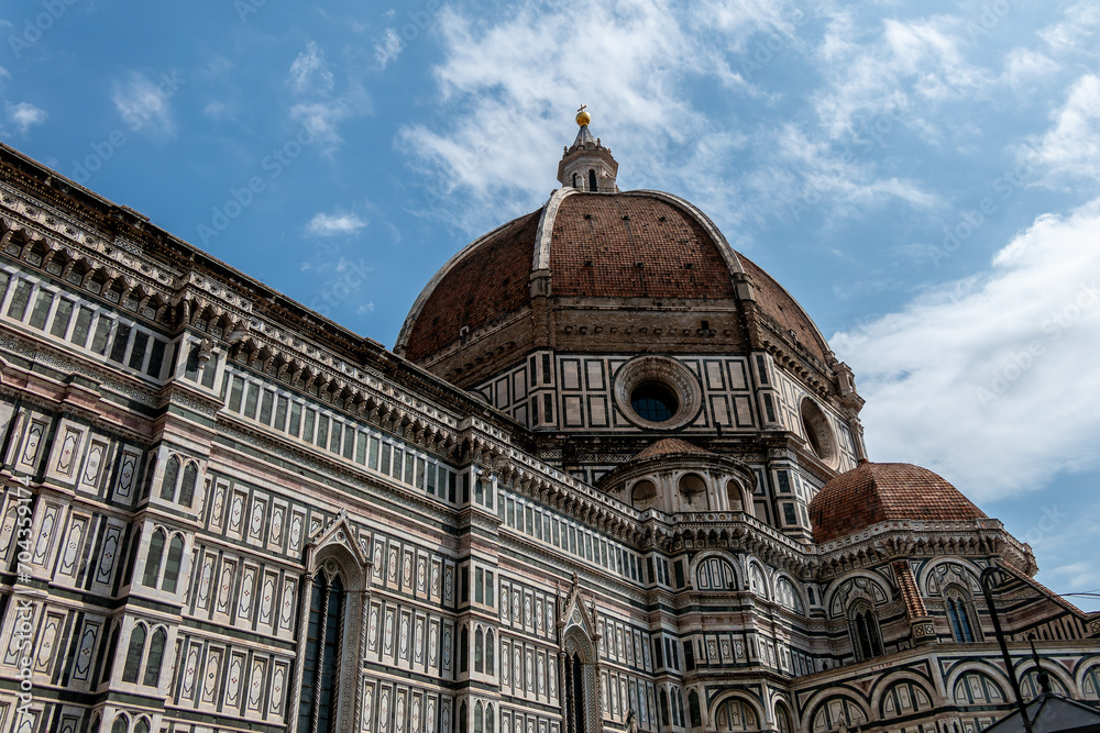 Florence, Italy, July 25, 2023. Metropolitan Cathedral Basilica of Saint Mary of the Flower of Florence. Cathedral of Santa Maria del Fiore