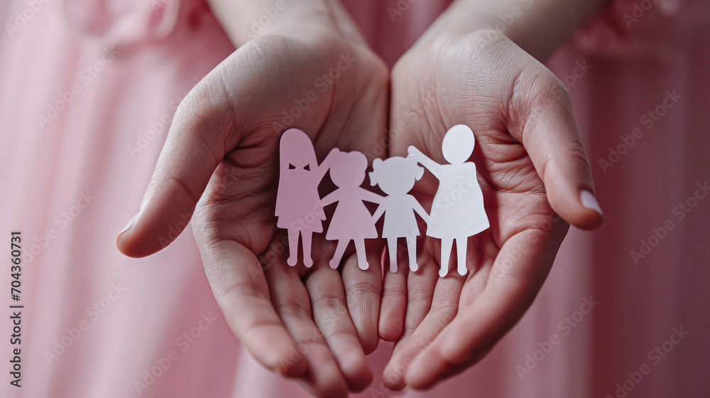 hands holding paper family cutout, family home, foster care, world mental health day, Autism support,homeschooling, budgeting cost of living, inflation concept hands holding paper family cutout, family home, foster care, world mental health day, Autism support,homeschooling, budgeting cost of living, inflation concept