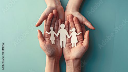 hands holding paper family cutout, family home, foster care, world mental health day, Autism support,homeschooling, budgeting cost of living, inflation concept photo