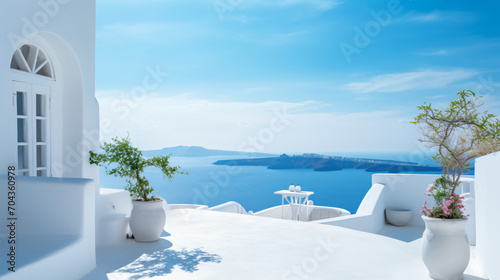 White architecture on Santorini island Greece