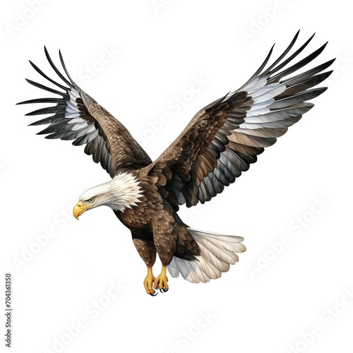 A majestic bald eagle soars through the sky © duyina1990