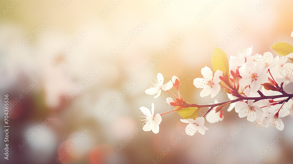Spring blossom over blurred nature background with sunlight Spring blossom over blurred nature background with sunlight
