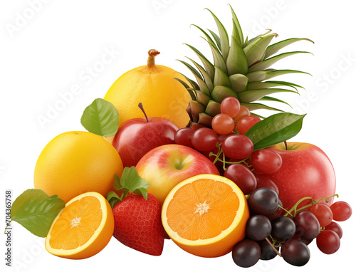 A pile of colorful fruit  arranged in a pyramid shape  DieCut PNG