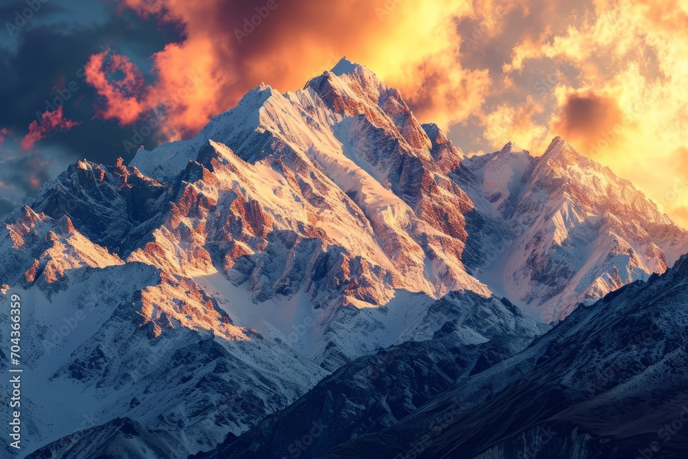 Snow-capped mountains with clouds hanging over them. The concept for the development of tourism, mountaineering, skiing, rock climbing, excursions in the mountains. Snow-capped mountains with clouds hanging over them. The concept for the development of tourism, mountaineering, skiing, rock climbing, excursions in the mountains.
