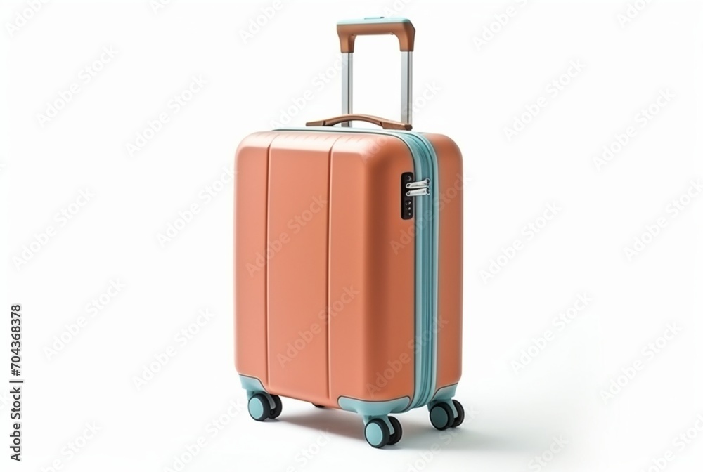 suitcase with wheels isolated on white background. generative ai suitcase with wheels isolated on white background. generative ai