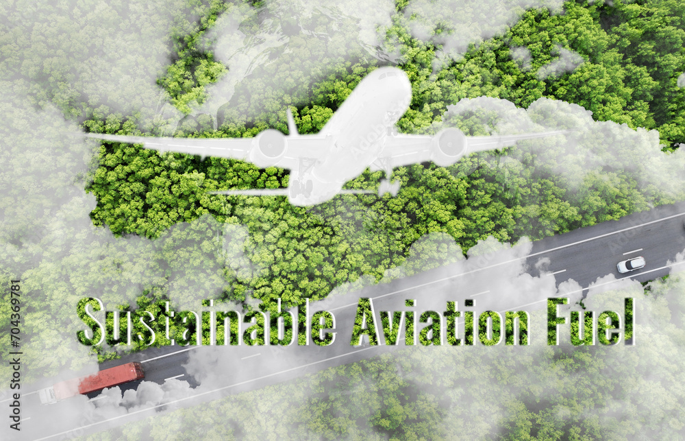 Sustainable aviation fuel concept. Net zero emissions flight ...