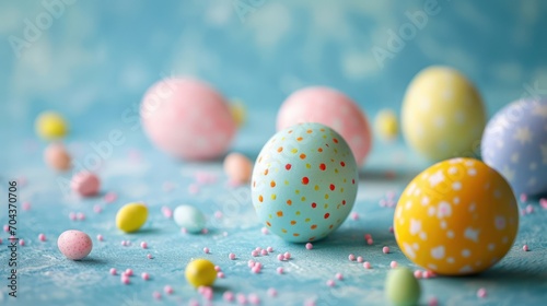 A colorful Easter egg background with pastel and soft colors