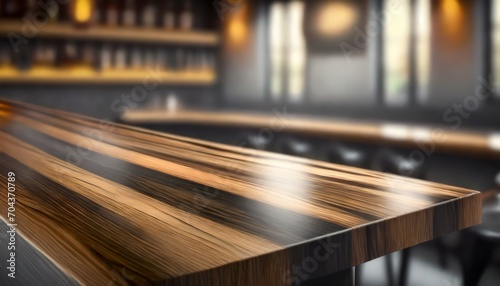 dark wood table top bar, blurred to create a stylish and atmospheric effect. The composition should be versatile, fitting for promotions related to both bars and upscale dining experiences.