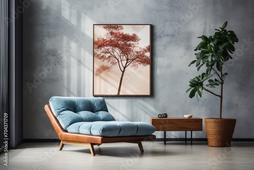 Blue Chaise Longue with Tree Painting