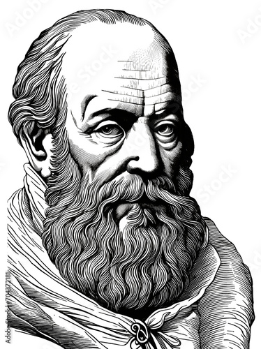 Galileo Galilei portrait, generative AI	
 photo