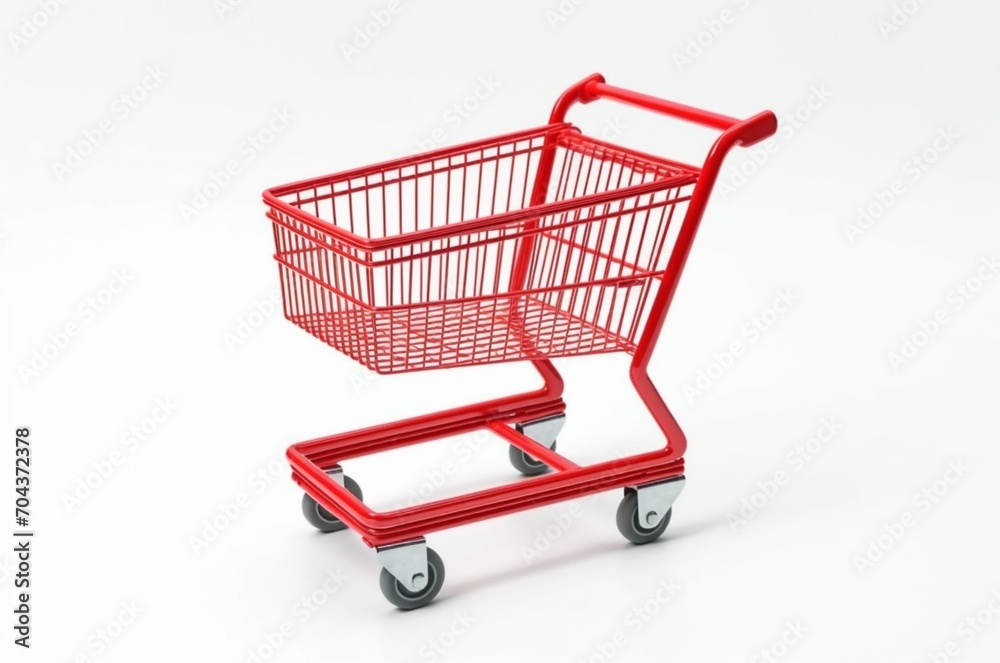 miniature shopping cart with wheels isolated on white background. generative ai miniature shopping cart with wheels isolated on white background. generative ai