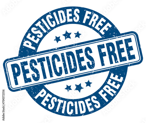 pesticides free stamp. pesticides free label. round grunge sign