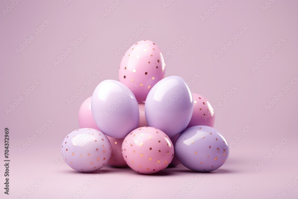 pastel pink pearl and lilac easter eggs minimal set design